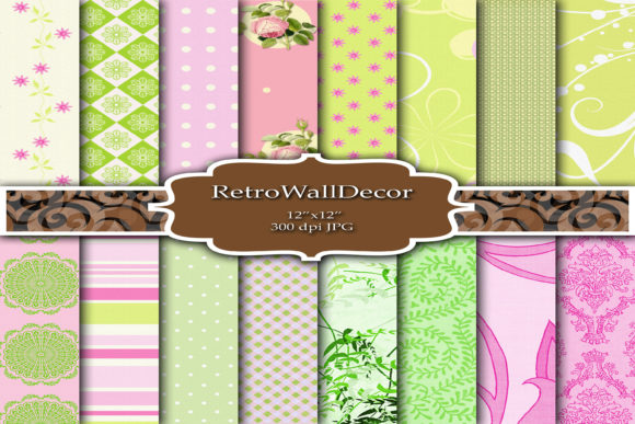 Mint and Pink Digital Papers
